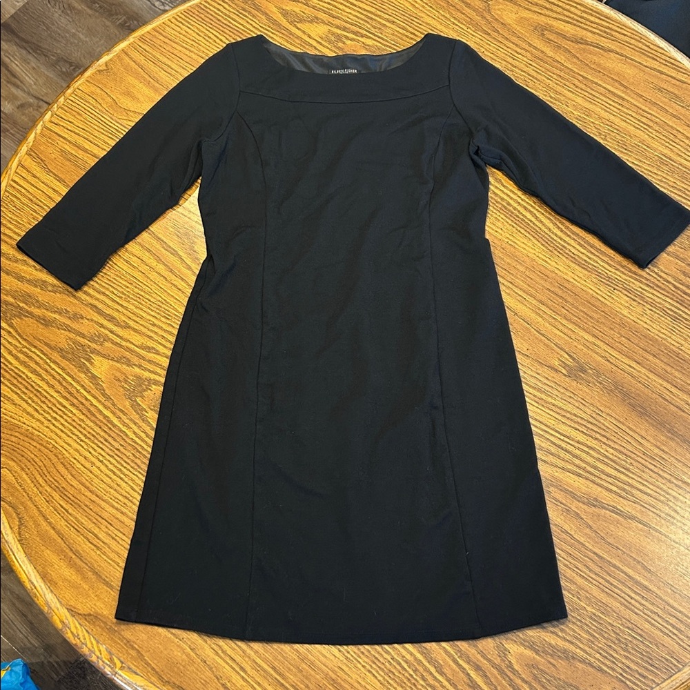 Eileen Fisher Viscose Blend 3/4 Sleeve Stretch Mini Dress